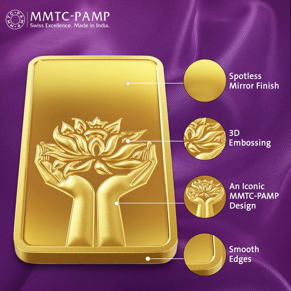 5 g Gold Bar Lotus 24k 999.9 Purity
