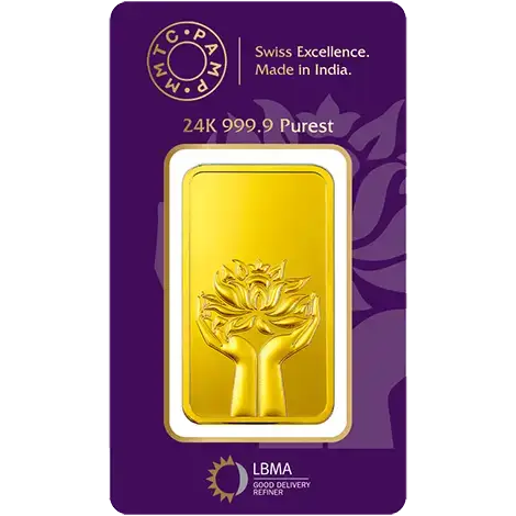 50 g Gold Bar Lotus 24k 999.9 Purity