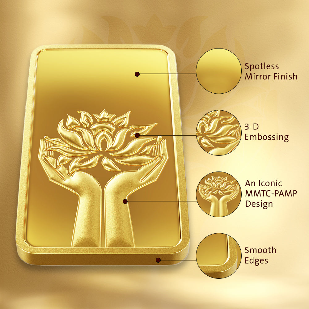 100 g Gold Bar Lotus 24k 999.9 Purity