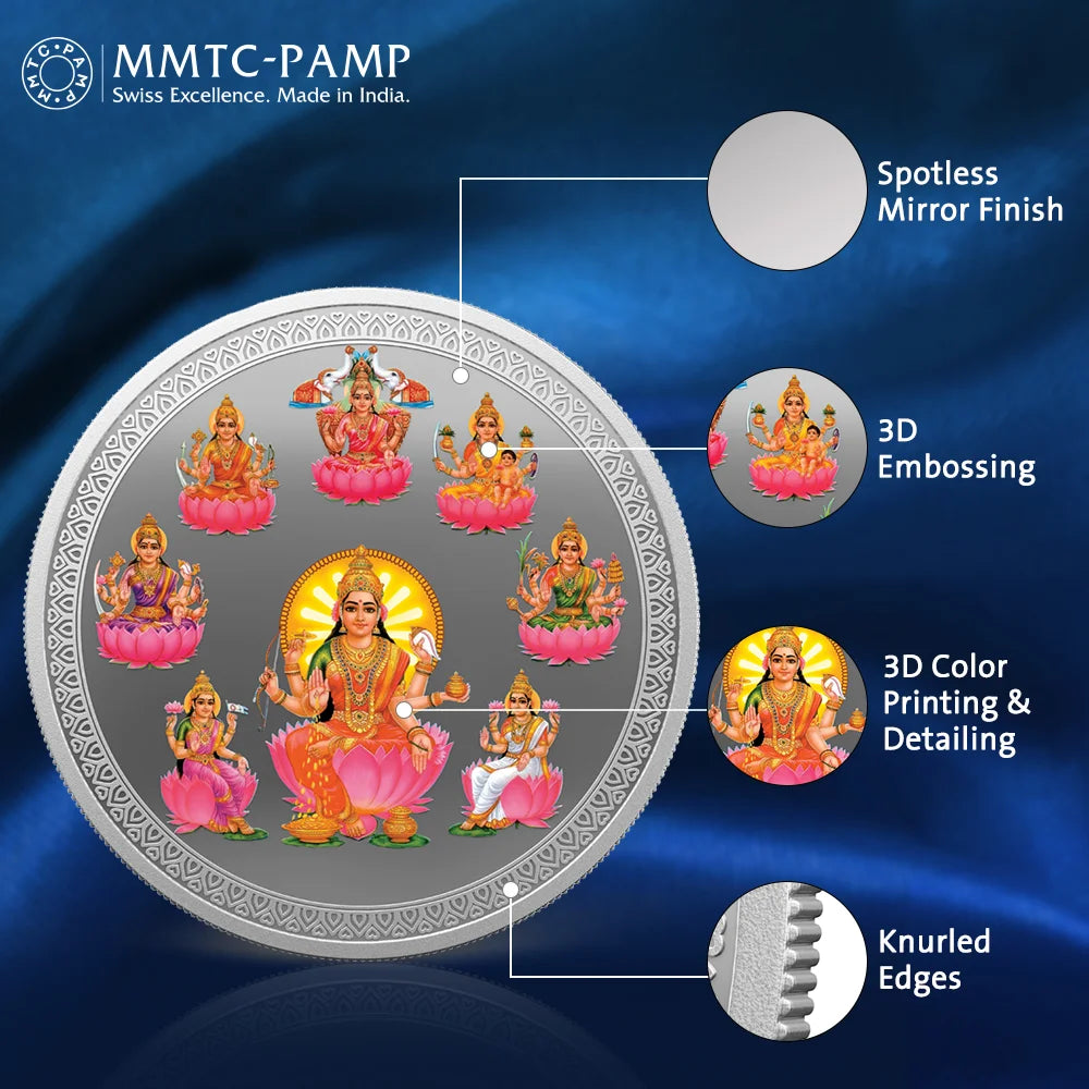 50 g Ashta Lakshmi Silver Coin 999.9 Purity