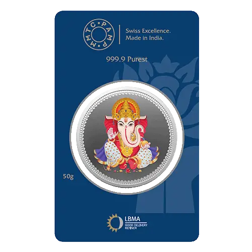 50 g Lord Ganesha Silver Coin 999.9 Purity