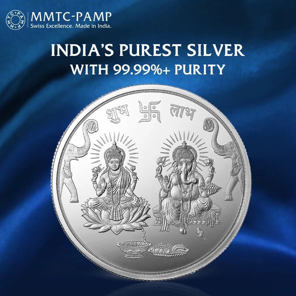 100 g Ganesh Lakshmi Silver Coin 999.9 Purity