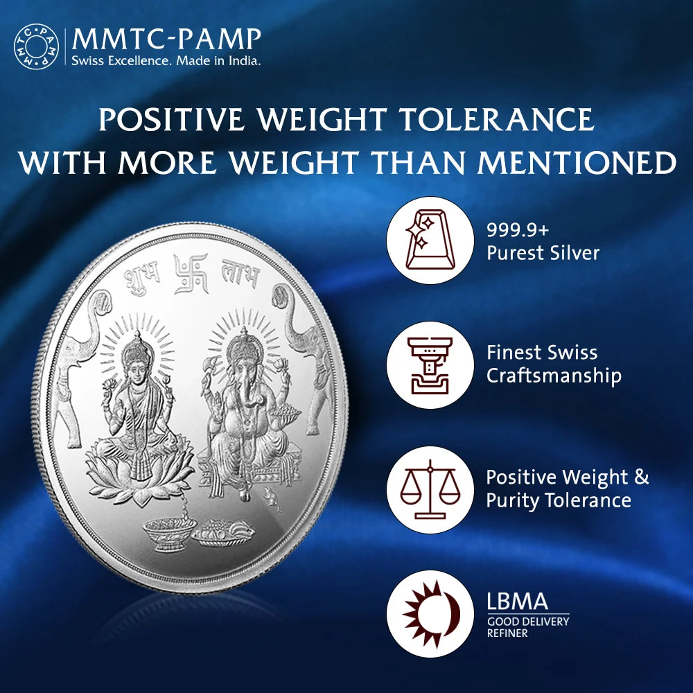 100 g Ganesh Lakshmi Silver Coin 999.9 Purity