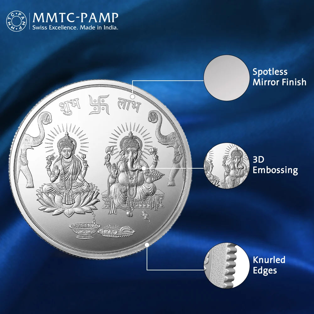 100 g Ganesh Lakshmi Silver Coin 999.9 Purity