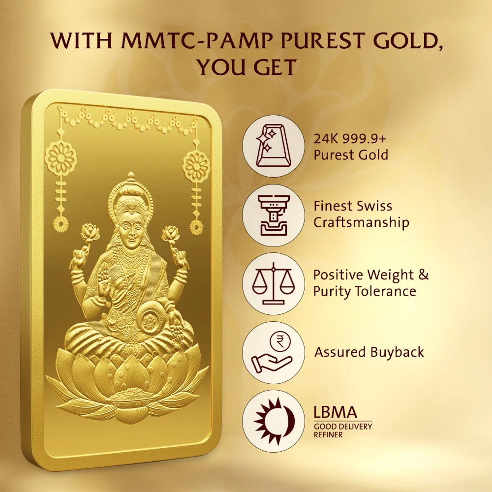 10 g Lakshmi लक्ष्मी Gold bar 24K 999.9 Purity