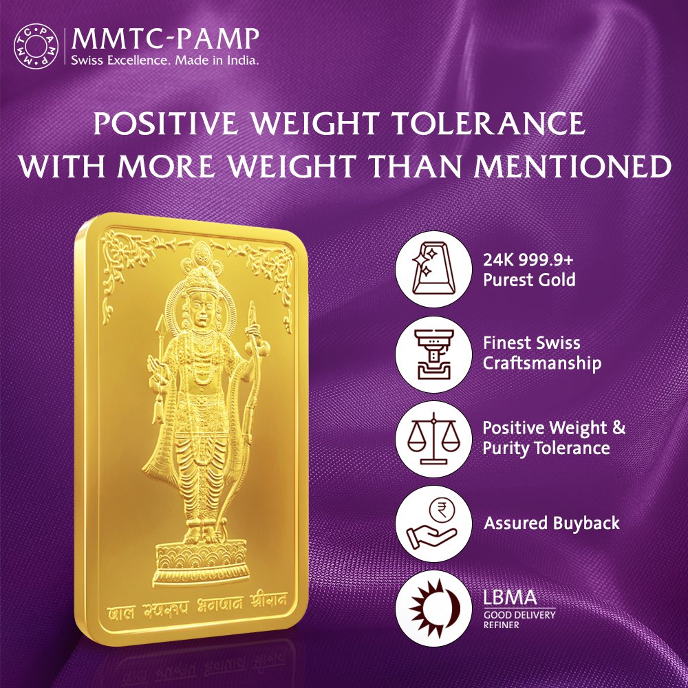 10 g Rama Lalla Gold bar 24K 999.9 Purity