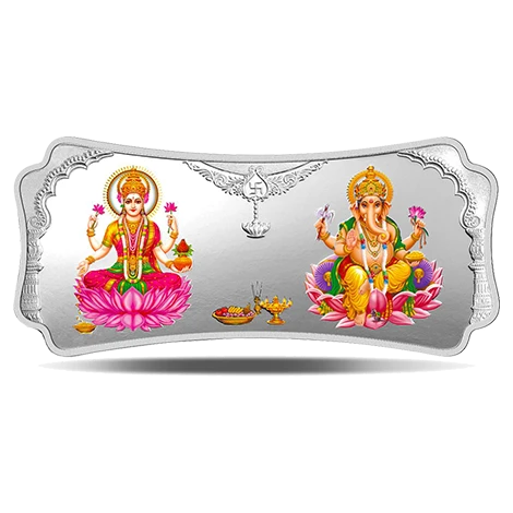 50 g Stylized Lakshmi Ganesha Silver Bar 999.9 Purity